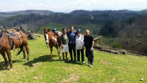 Horseback riding and enjoying the views